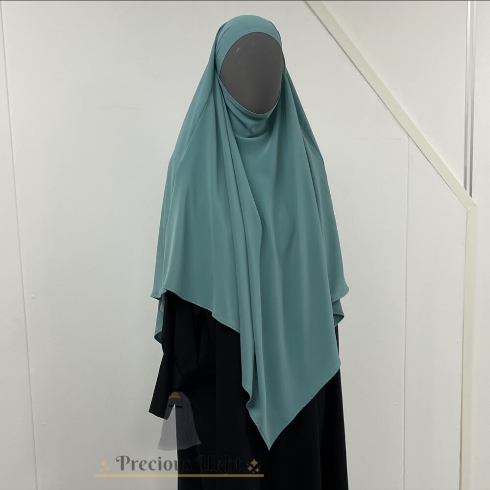 Amira Khimaar Short ‘Blue Green’ (Medina Silk Fabric)