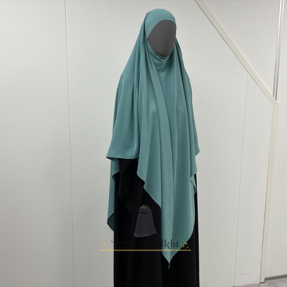 Amira Khimaar Long ‘Blue Green' (Medina Silk Fabric)