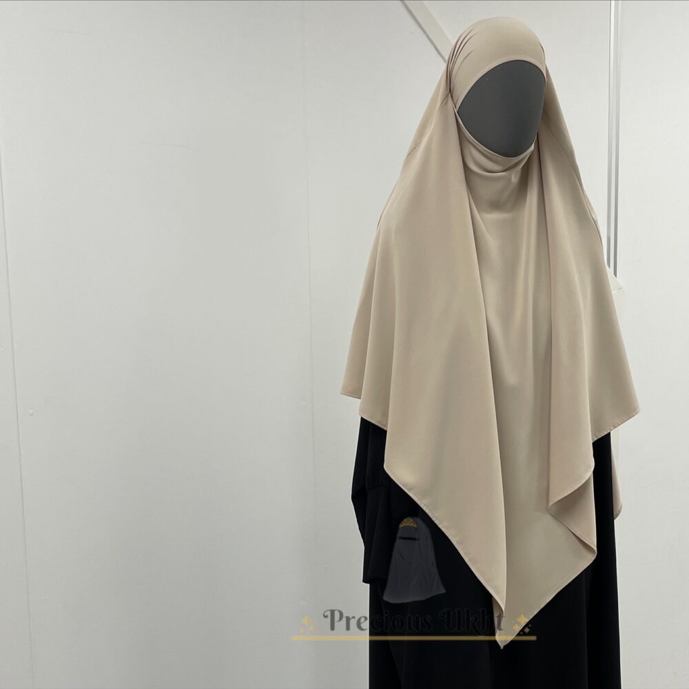 Amira Khimaar Short 'Beige' (Medina Silk Fabric)
