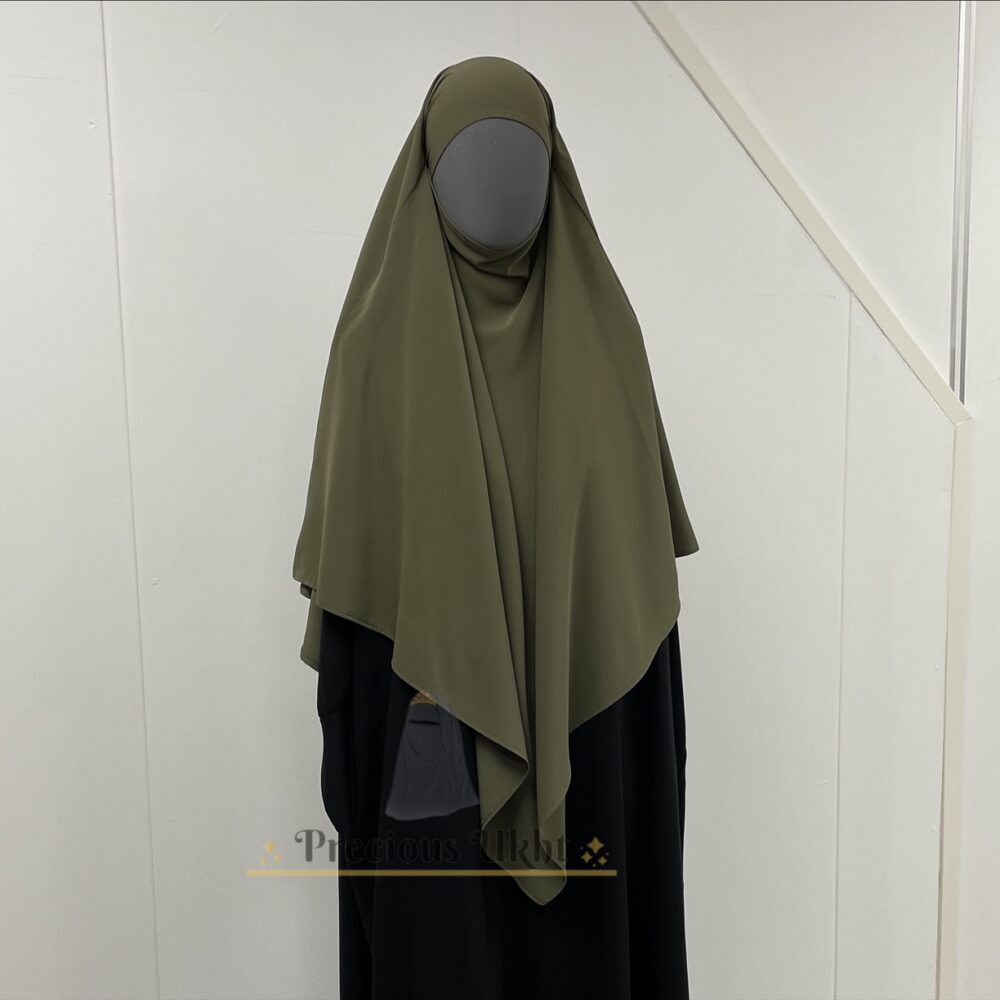Amira Khimaar Short 'Khaki' (Medina Silk Fabric)