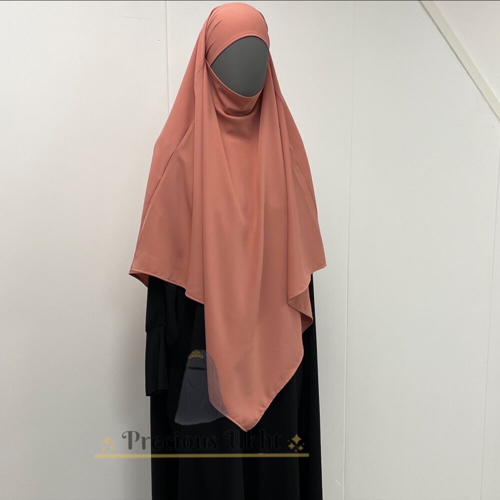 Amira Khimaar Short 'Peach' (Medina Silk Fabric)