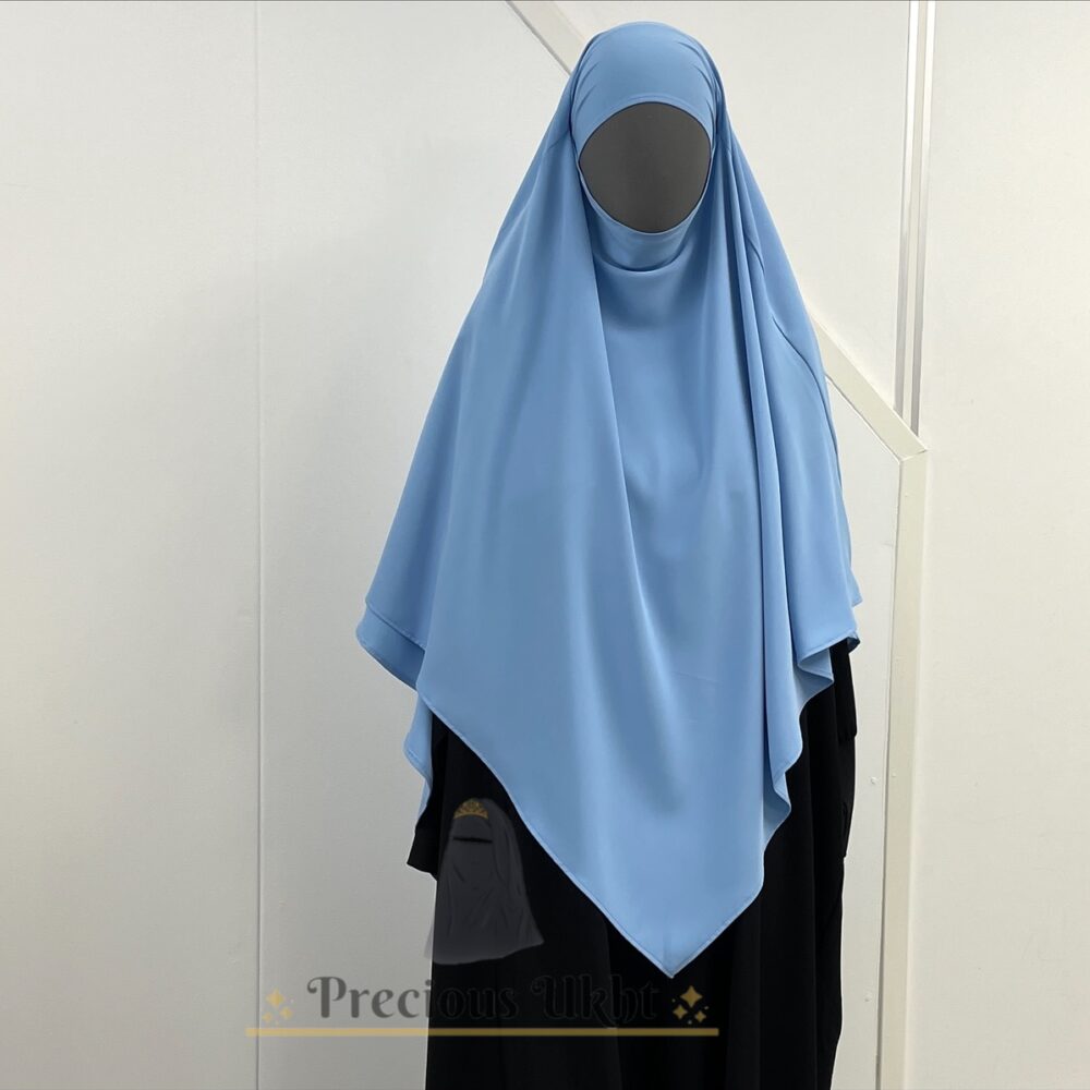 Amira Khimaar Short ‘Baby Blue’ (Medina Silk Fabric)