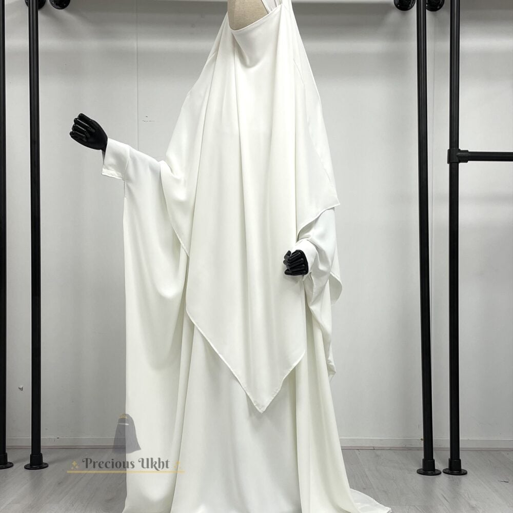 Amira Khimaar Long 'White' (Medina Silk Fabric)