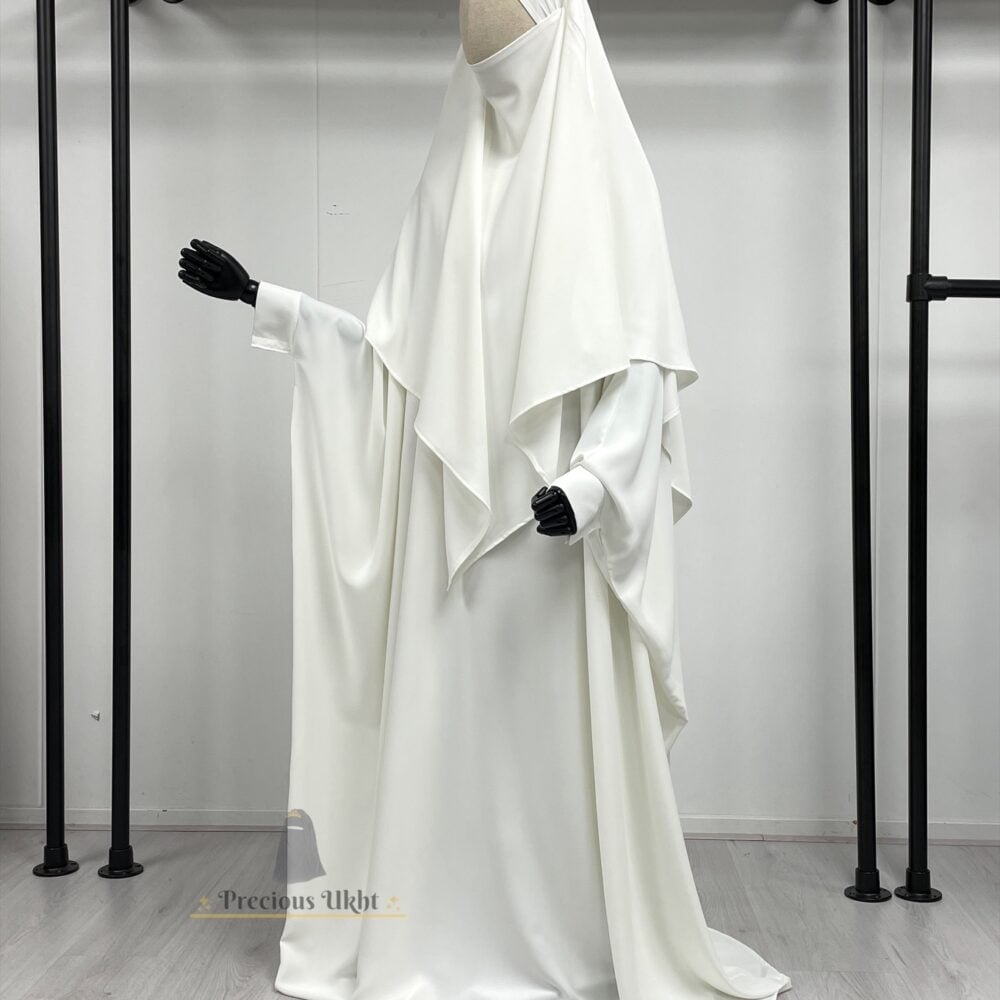 Amira Khimaar Short 'White' (Medina Silk Fabric)