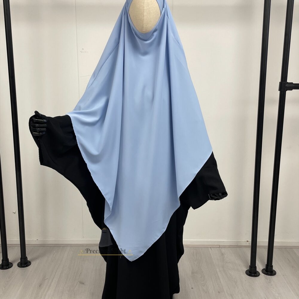 Amira Khimaar Long ‘Baby Blue’ (Medina Silk Fabric)
