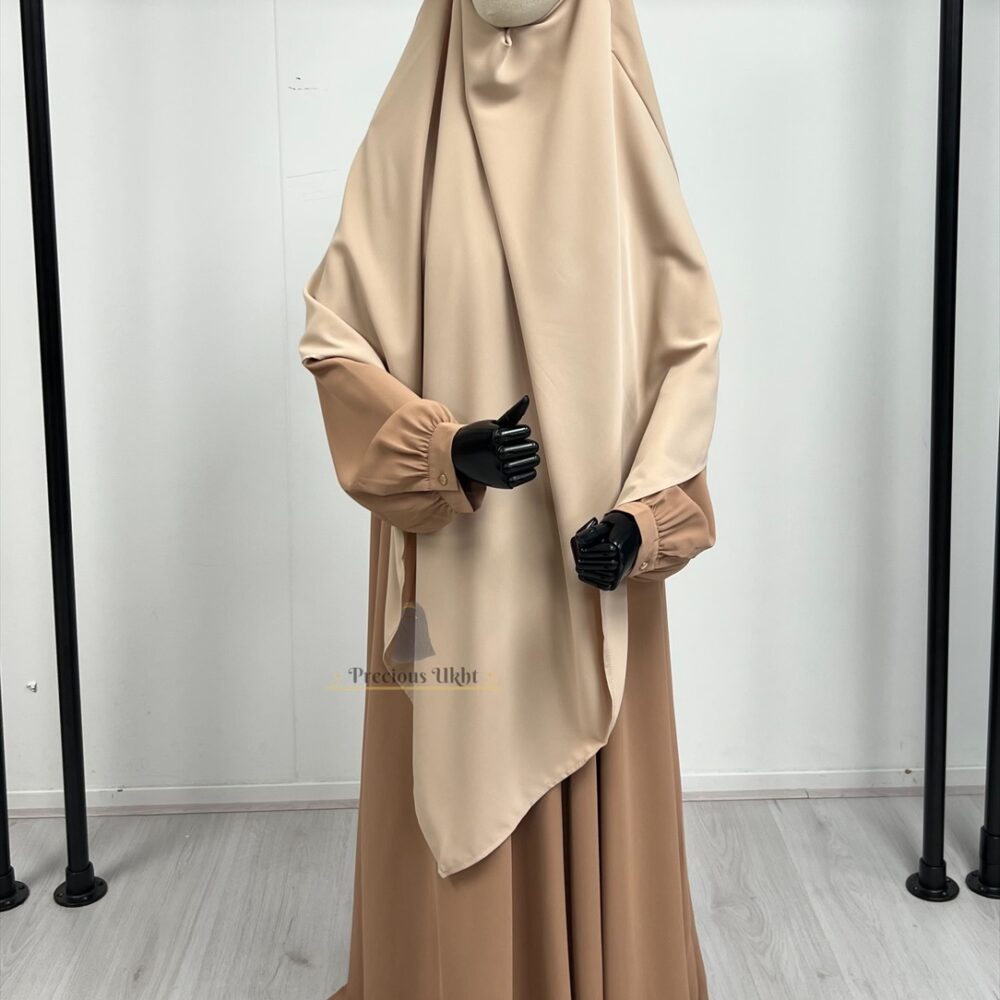 Amira Khimaar Long ‘Beige Nude’ (Medina Silk Fabric)