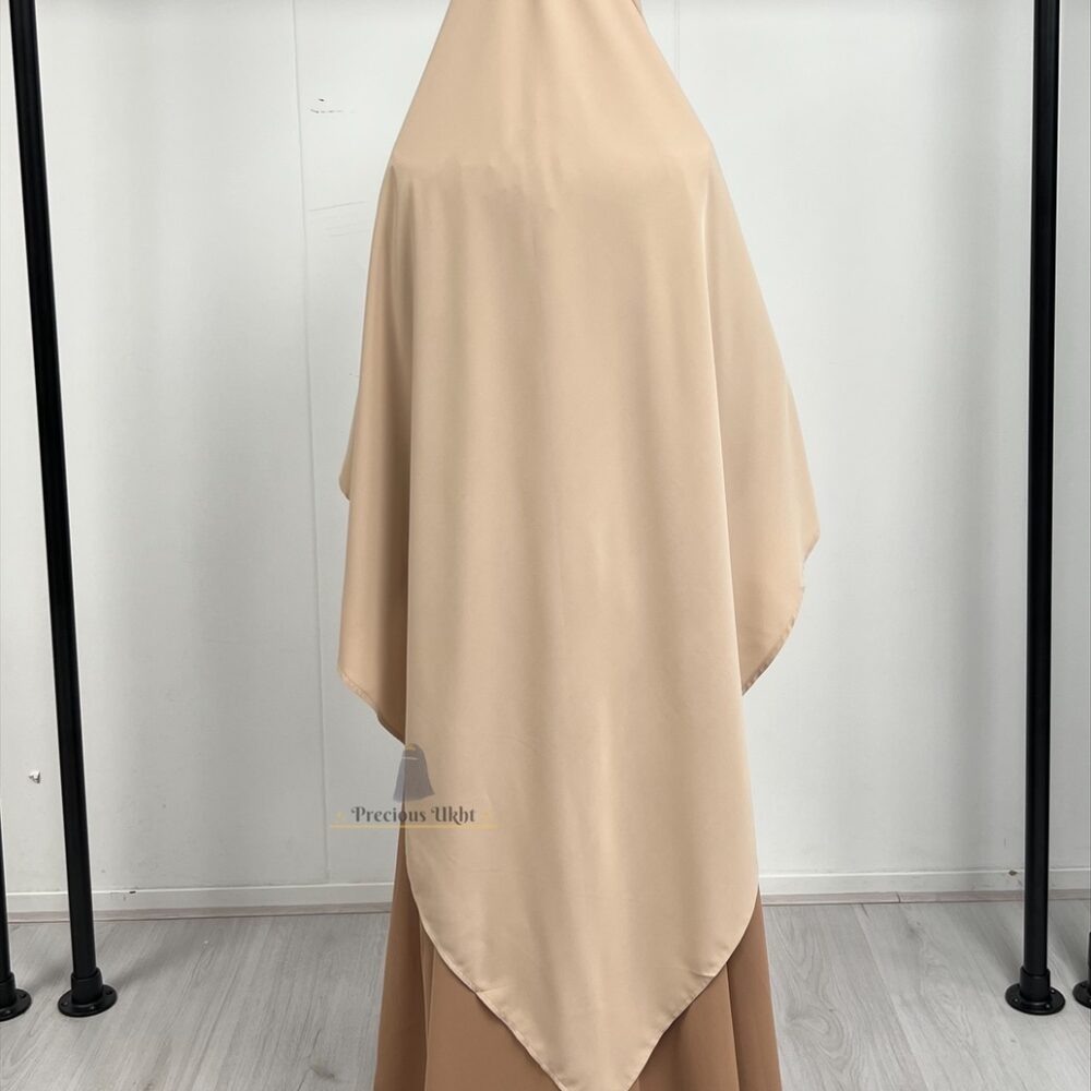Alternative view of Amira Khimaar Long ‘Beige Nude’ (Medina Silk Fabric)