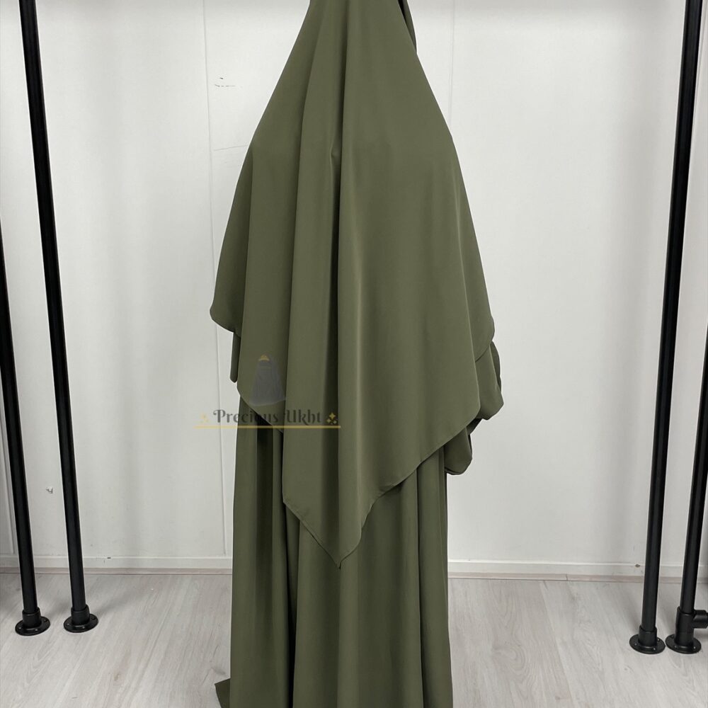 Alternative view of Amira Khimaar Short ‘Khaki’ (Medina Silk Fabrics)