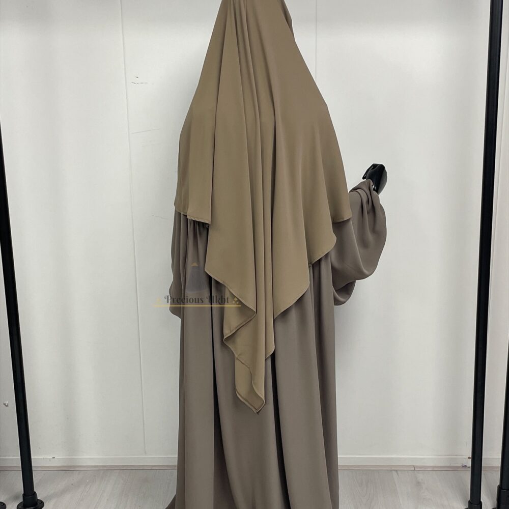 Alternative view of Amira Khimaar Short ‘Light Taupe' (Medina Silk Fabrics)