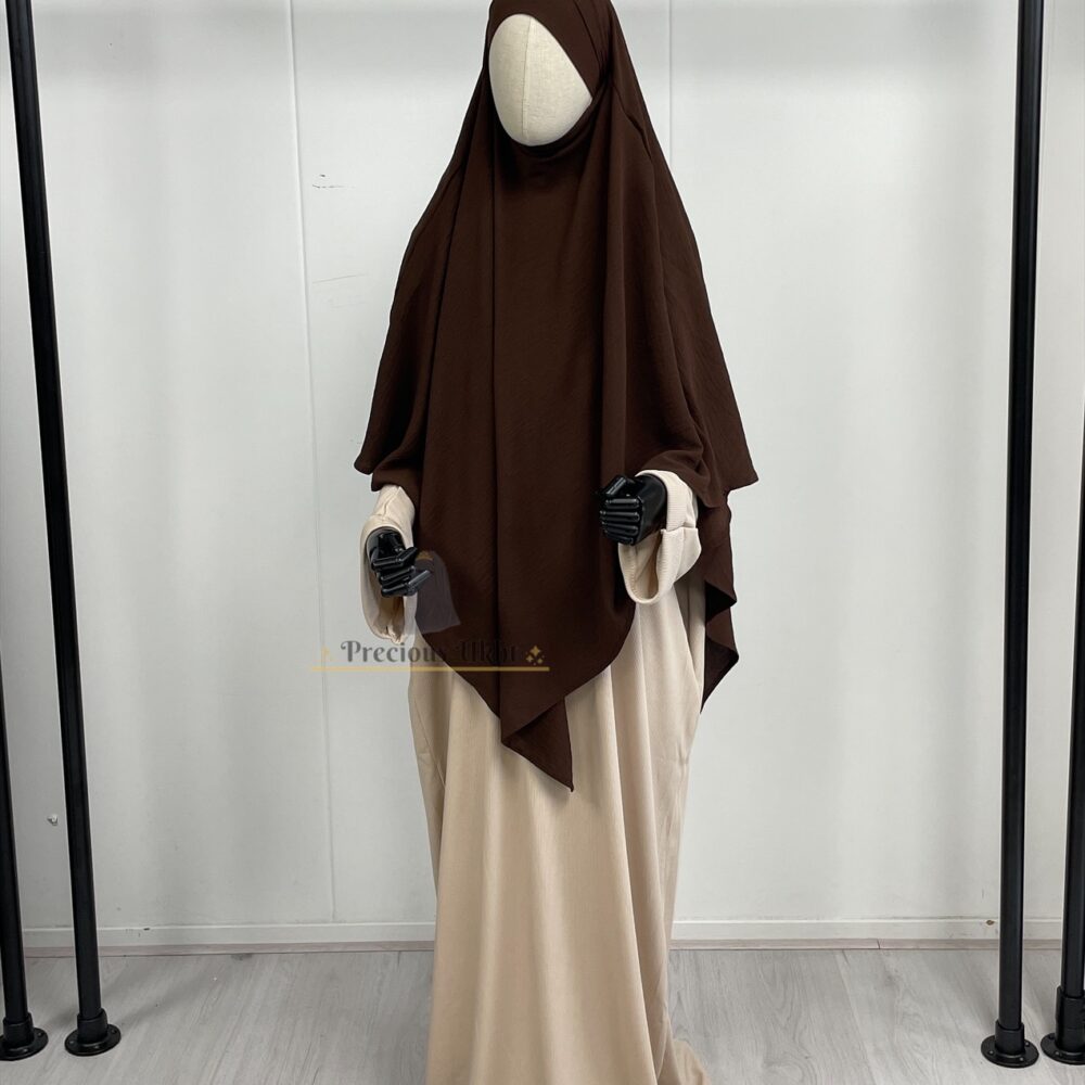 1 Laags Stretch Khimaar Amira 'Dark Brown'