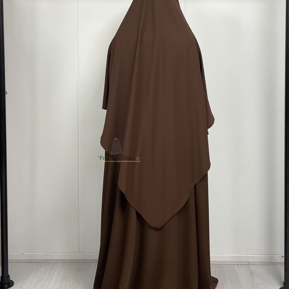 Alternative view of Amira Khimaar Short ‘Dark Brown' (Medina Silk Fabric)