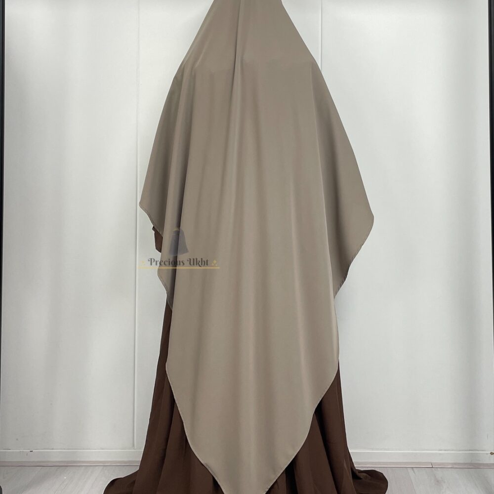 Alternative view of Amira Khimaar Long ‘Taupe’ (Medina Silk Fabric)