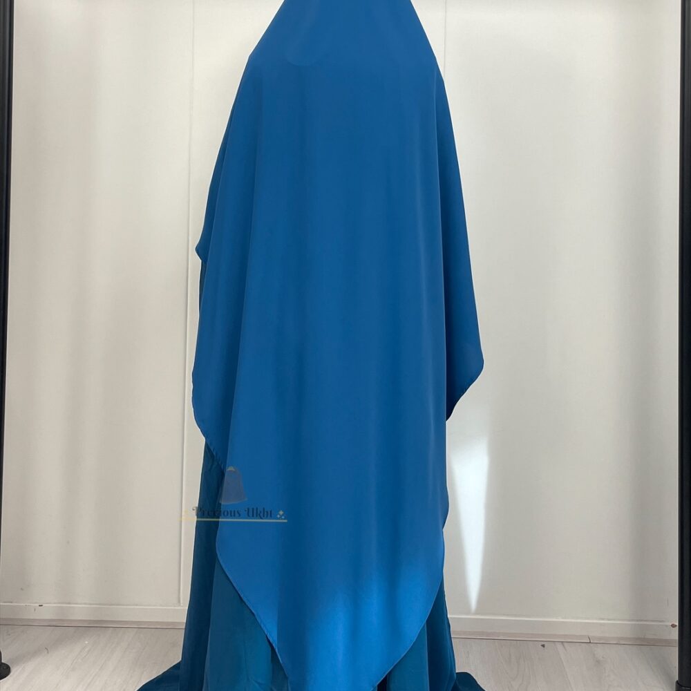 Alternative view of Amira Khimaar Long ‘Lapis Blue’ (Medina Silk Fabric)