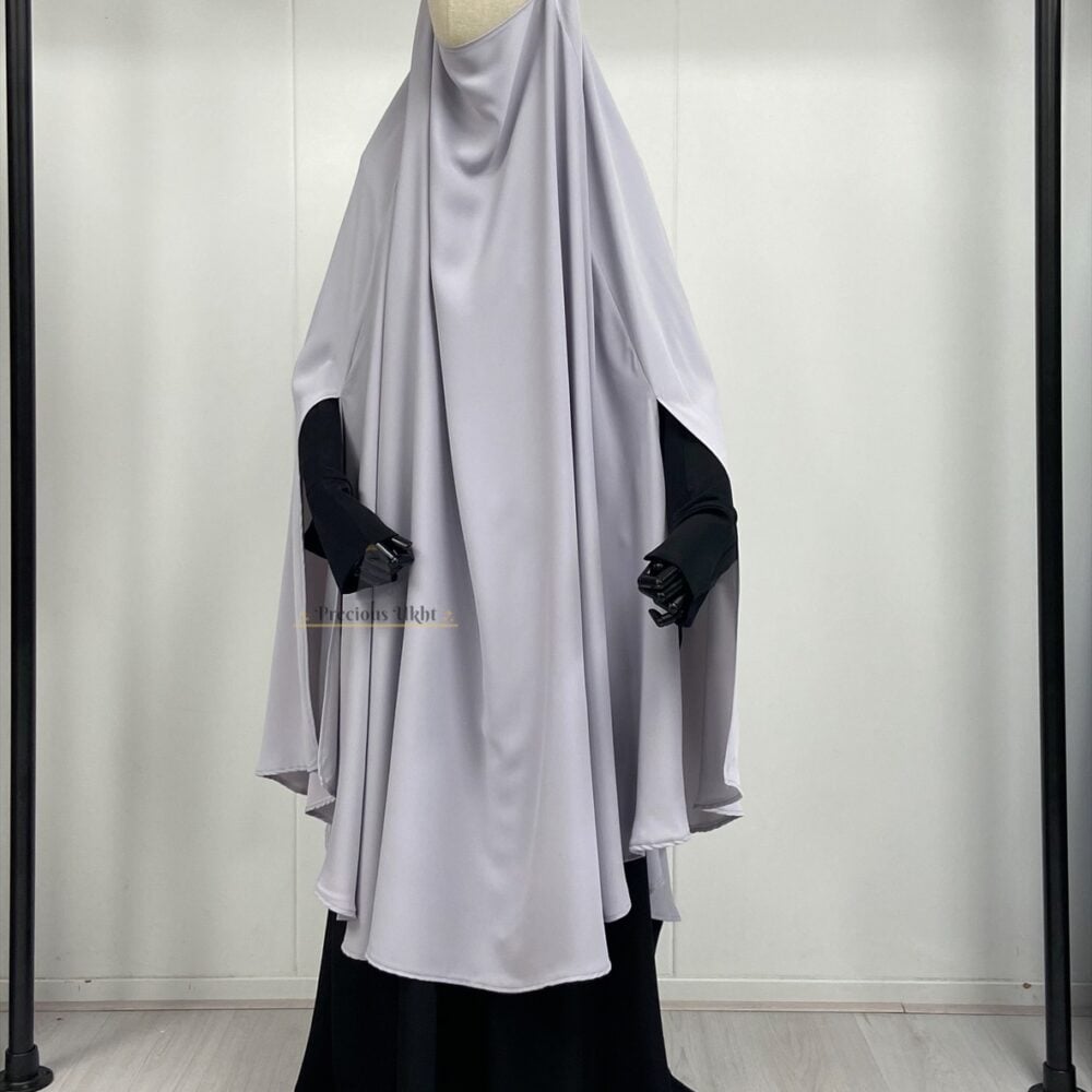 Tieback Knie Khimaar Yemeni ‘Light Grey’ (Medina Silk)