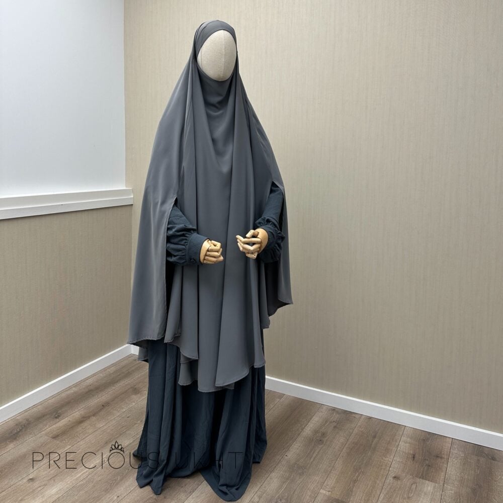 Tieback Knie Khimaar Yemeni 'Grey' (Medina Silk)