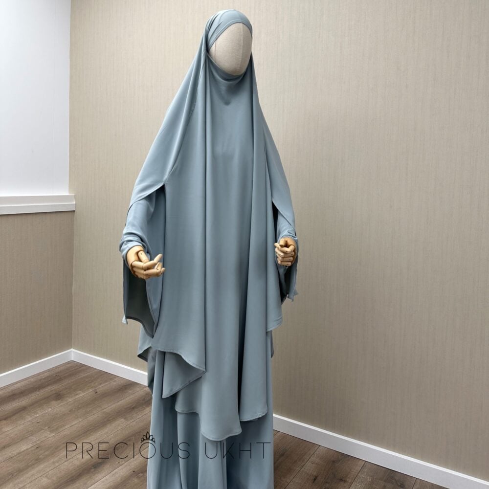 Tieback Knie Khimaar Yemeni 'Minty Blue' (Medina Silk)