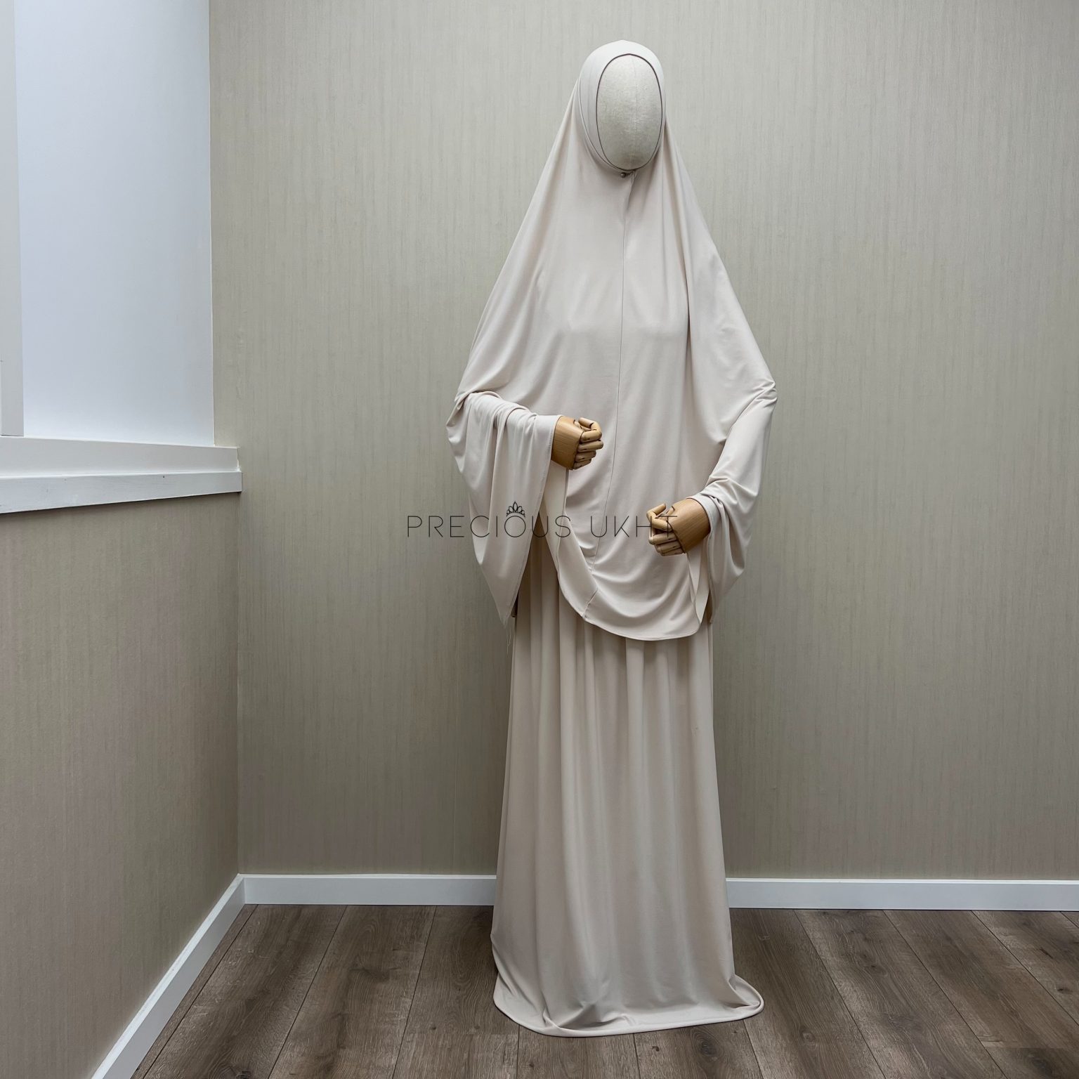 Premium Jersey Long Khimaar & Rok ‘Light Beige’