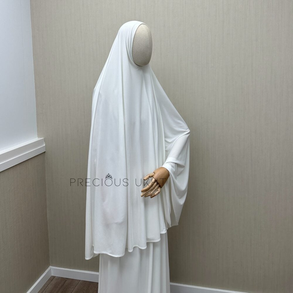 Premium Jersey Long Khimaar & Rok ‘White'
