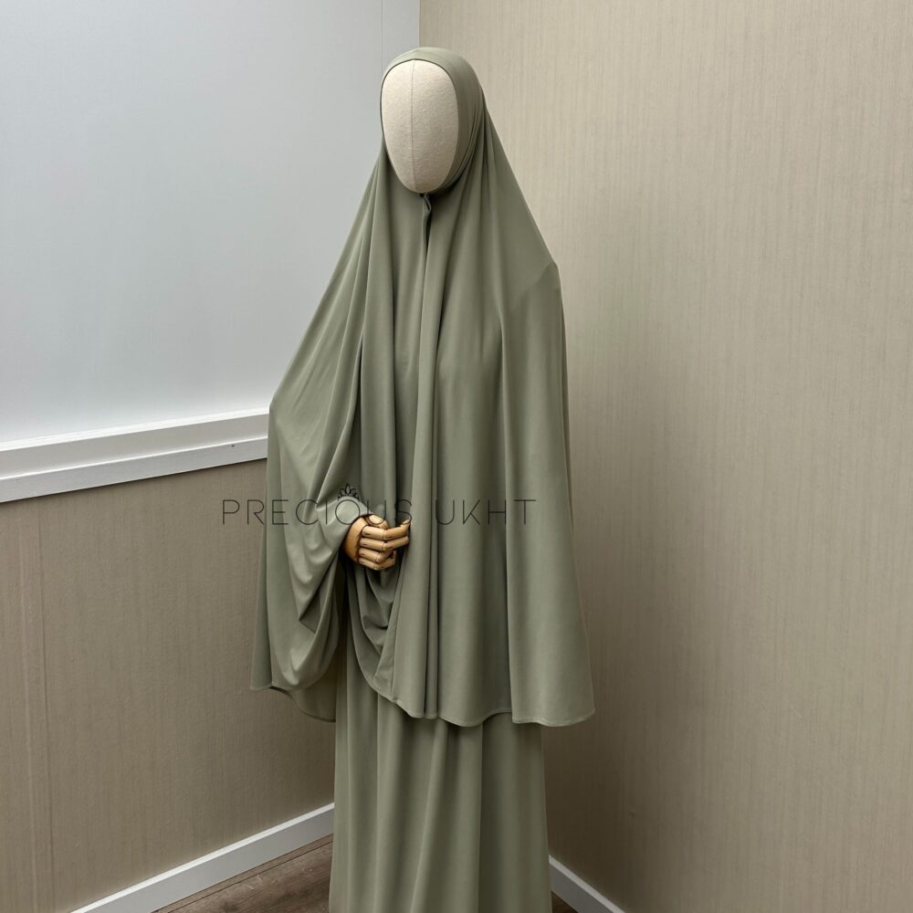 Premium Jersey Long Khimaar & Rok ‘Pistache'