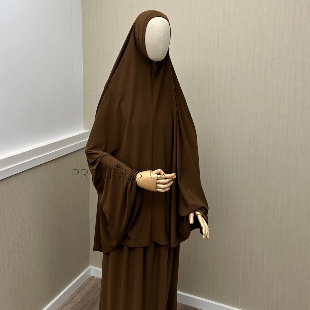 Premium Jersey Long Khimaar & Rok 'Brown'