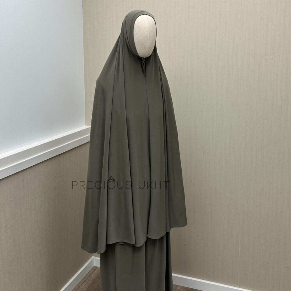Premium Jersey Long Khimaar & Rok ‘Gravel Grey’