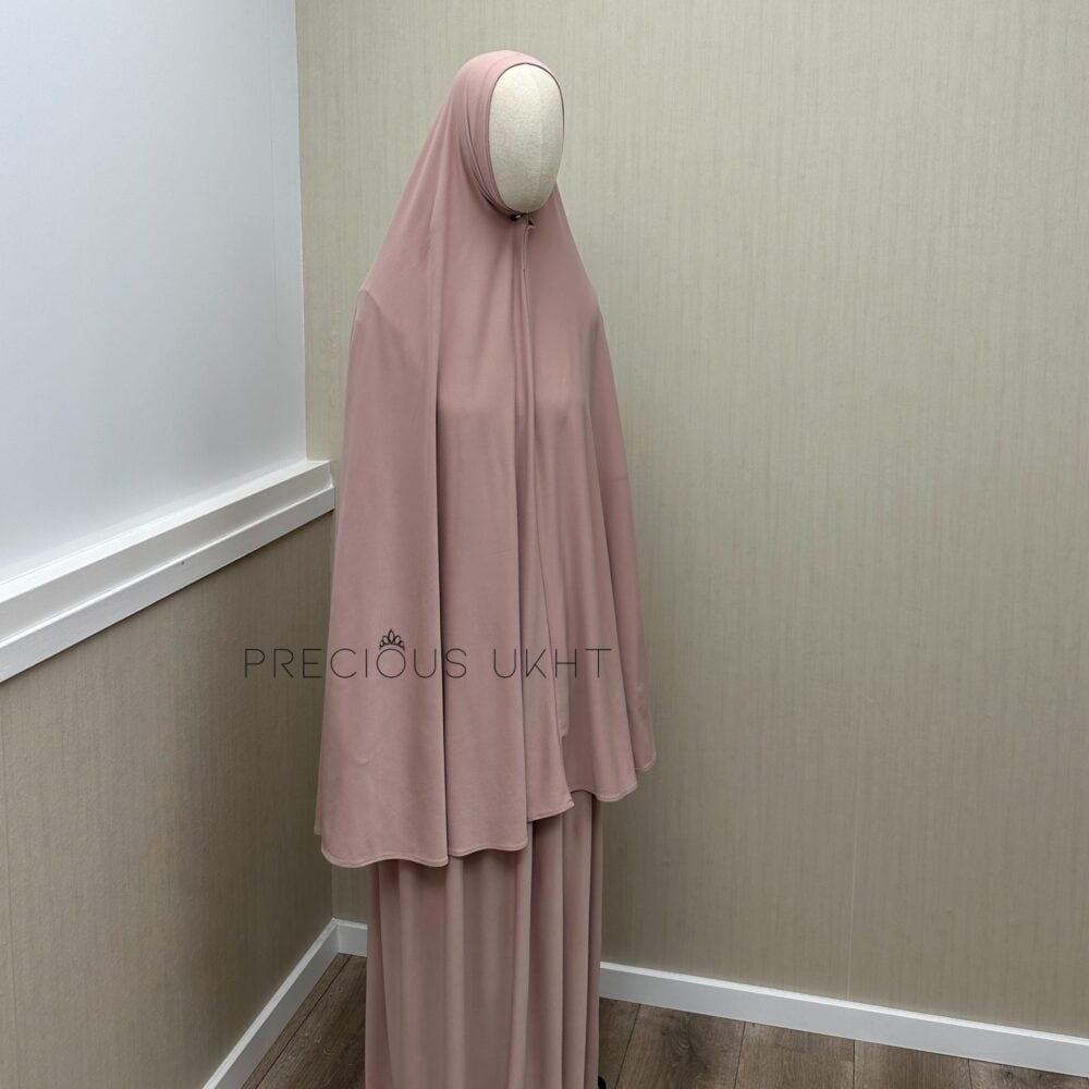 Premium Jersey Long Khimaar & Rok ‘Pastel Rose’