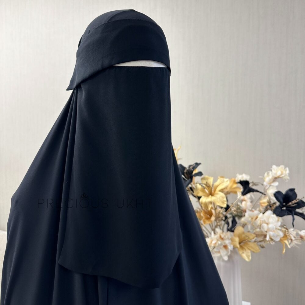 1 Laags Tieback Flap Niqaab 'Black'