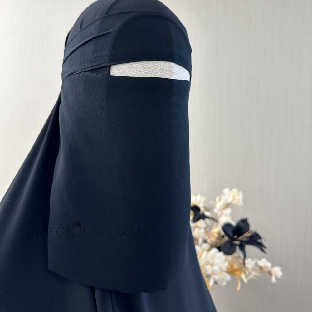 1 Laags Tieback Short Niqaab 'Black'