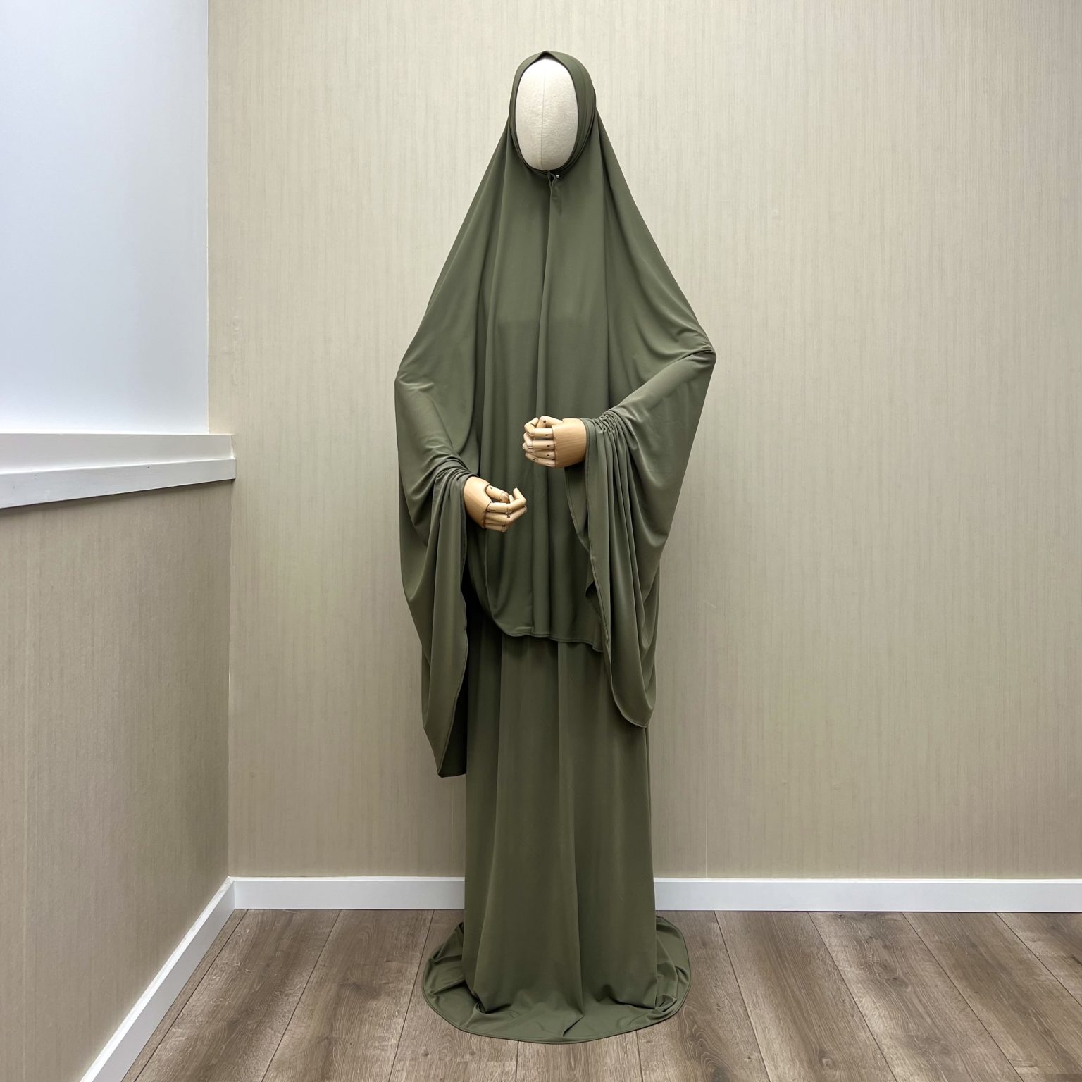 Premium Jersey Long Khimaar & Rok ‘Olive’
