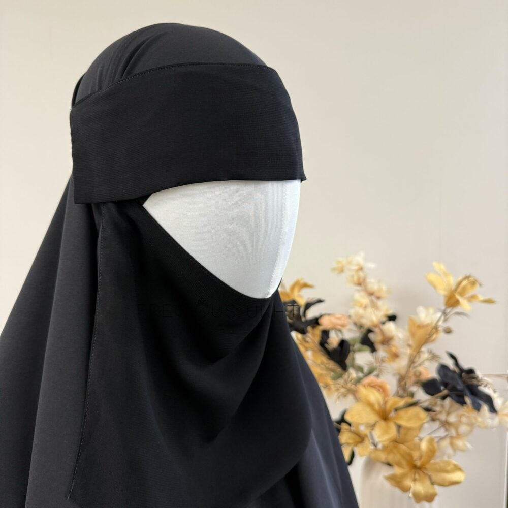 Alternative view of 1 Laags Tieback Short Flap Niqaab (Elastiek) 'Black'