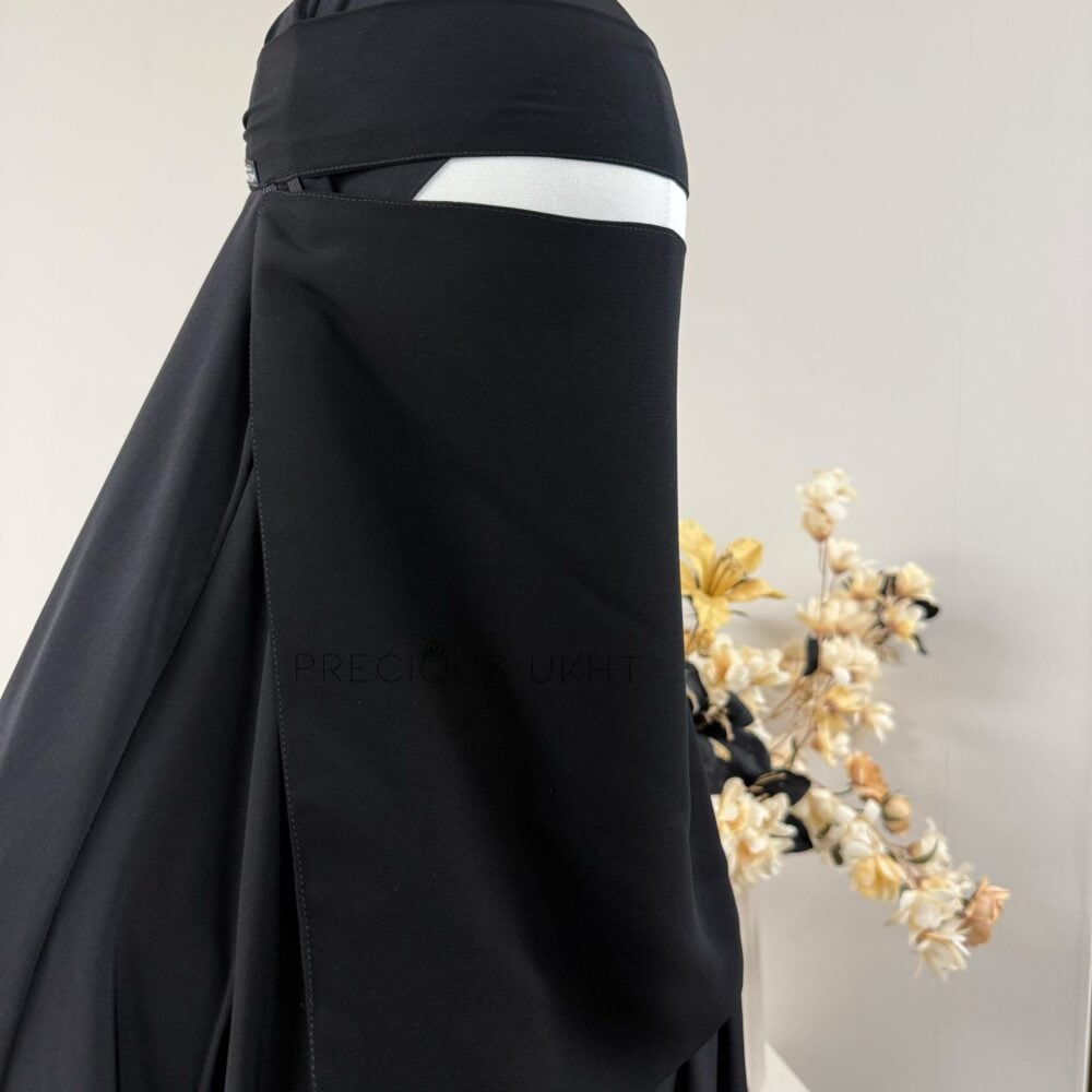 1 Laags Tieback Niqaab (Elastiek) 'Black'