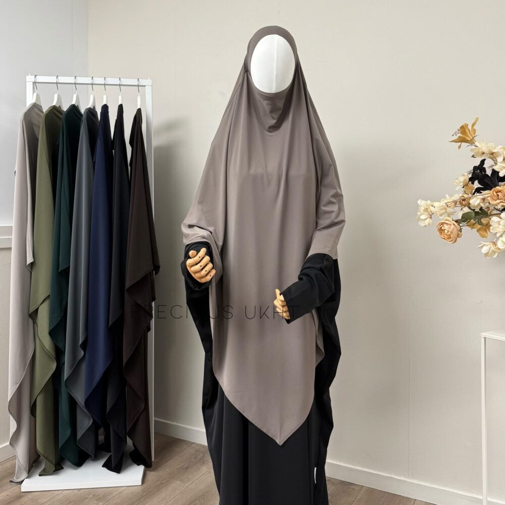 Amira Khimaar Long 'Dark Taupe' (Premium Jersey)