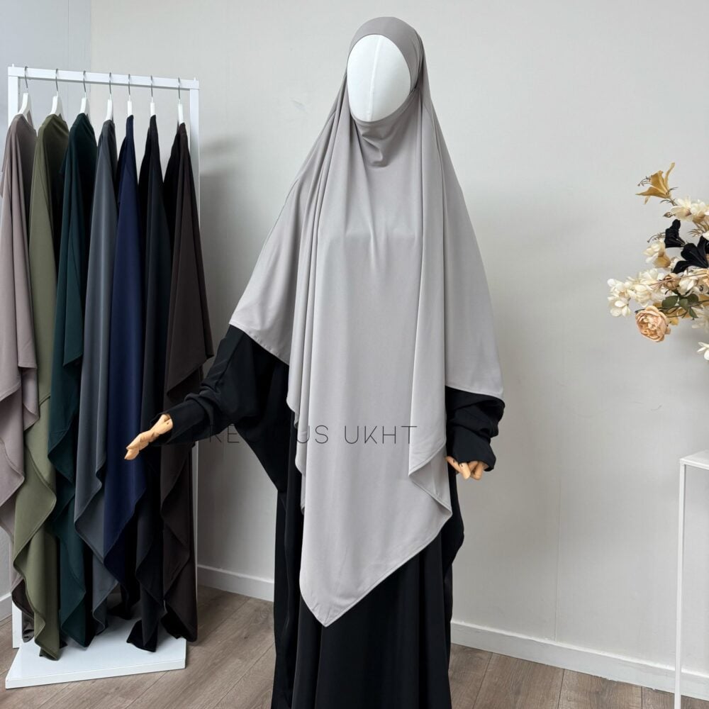 Amira Khimaar Long 'Gravel Grey' (Premium Jersey)