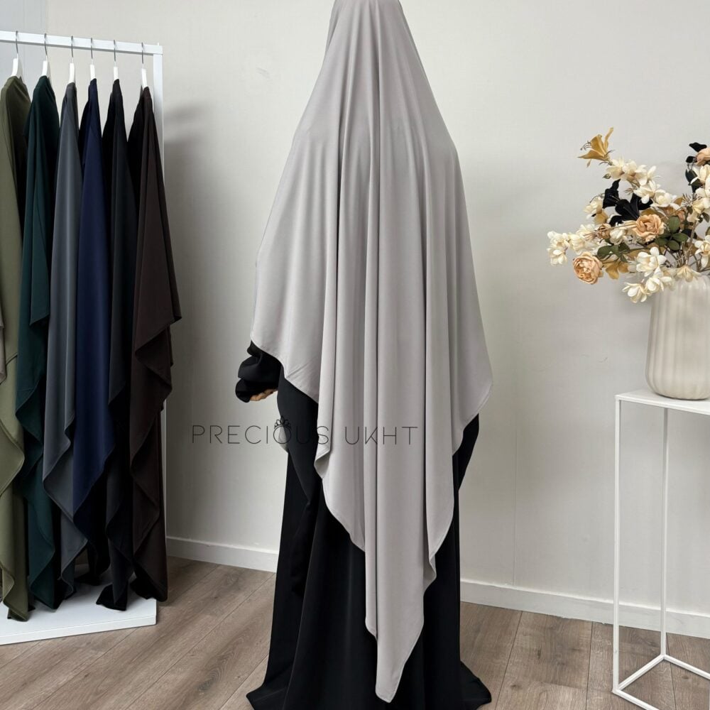 Alternative view of Amira Khimaar Long 'Gravel Grey' (Premium Jersey)