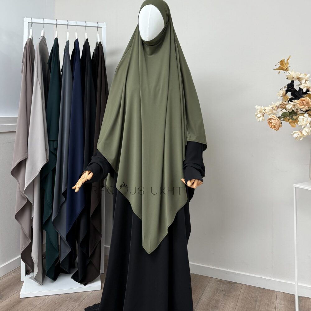 Amira Khimaar Long 'Dark Olive' (Premium Jersey)