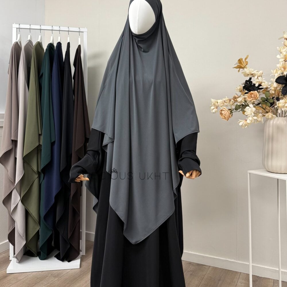 Amira Khimaar Long 'Dark Grey' (Premium Jersey)