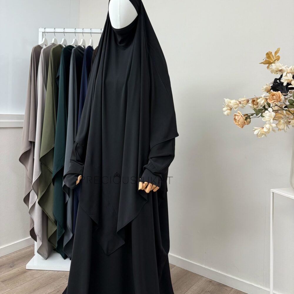 Amira Khimaar Long 'Black' (Premium Jersey)
