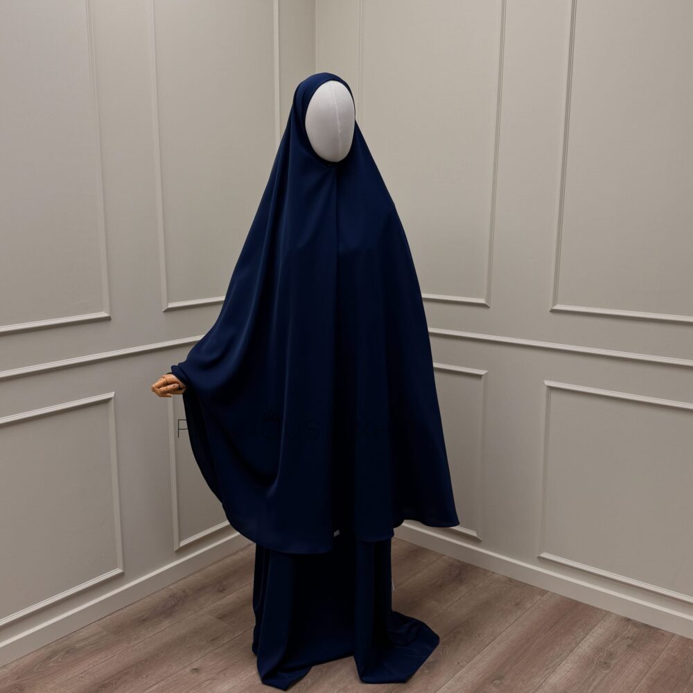 Chaymae Extra Long Khimaar & Abaya Set ‘Navy Blue'