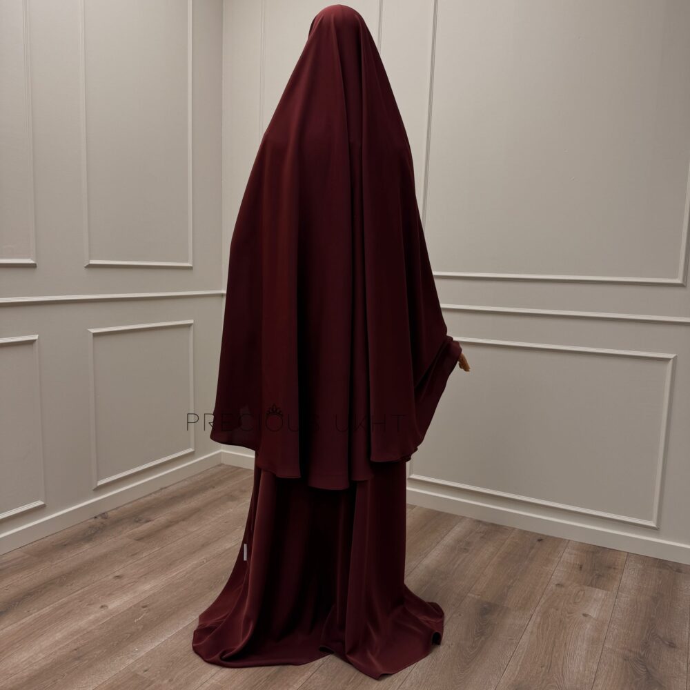 Alternative view of Chaymae Medium Khimaar & Abaya Set ‘Burgundy’