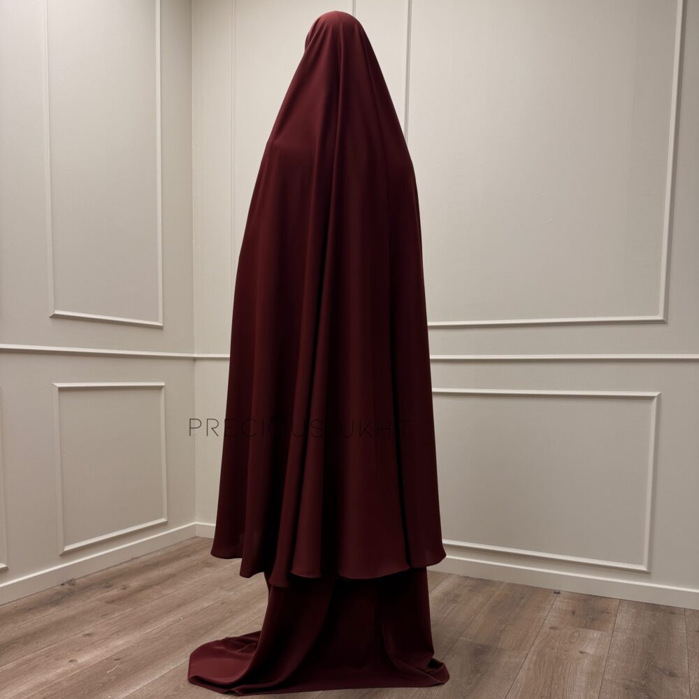 Alternative view of Chaymae Extra Long Khimaar & Abaya Set 'Burgundy'