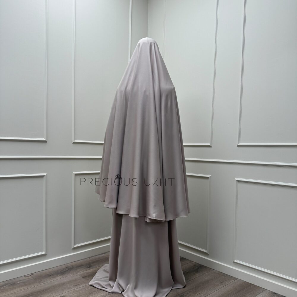 Alternative view of Medium Khimaar & Abaya Set 'Misty Beige' (Pearl Collection)