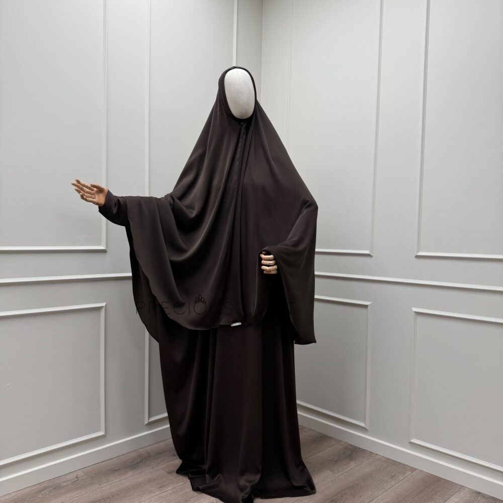Medium Khimaar & Abaya Set 'Espresso Brown' (Pearl Collection)