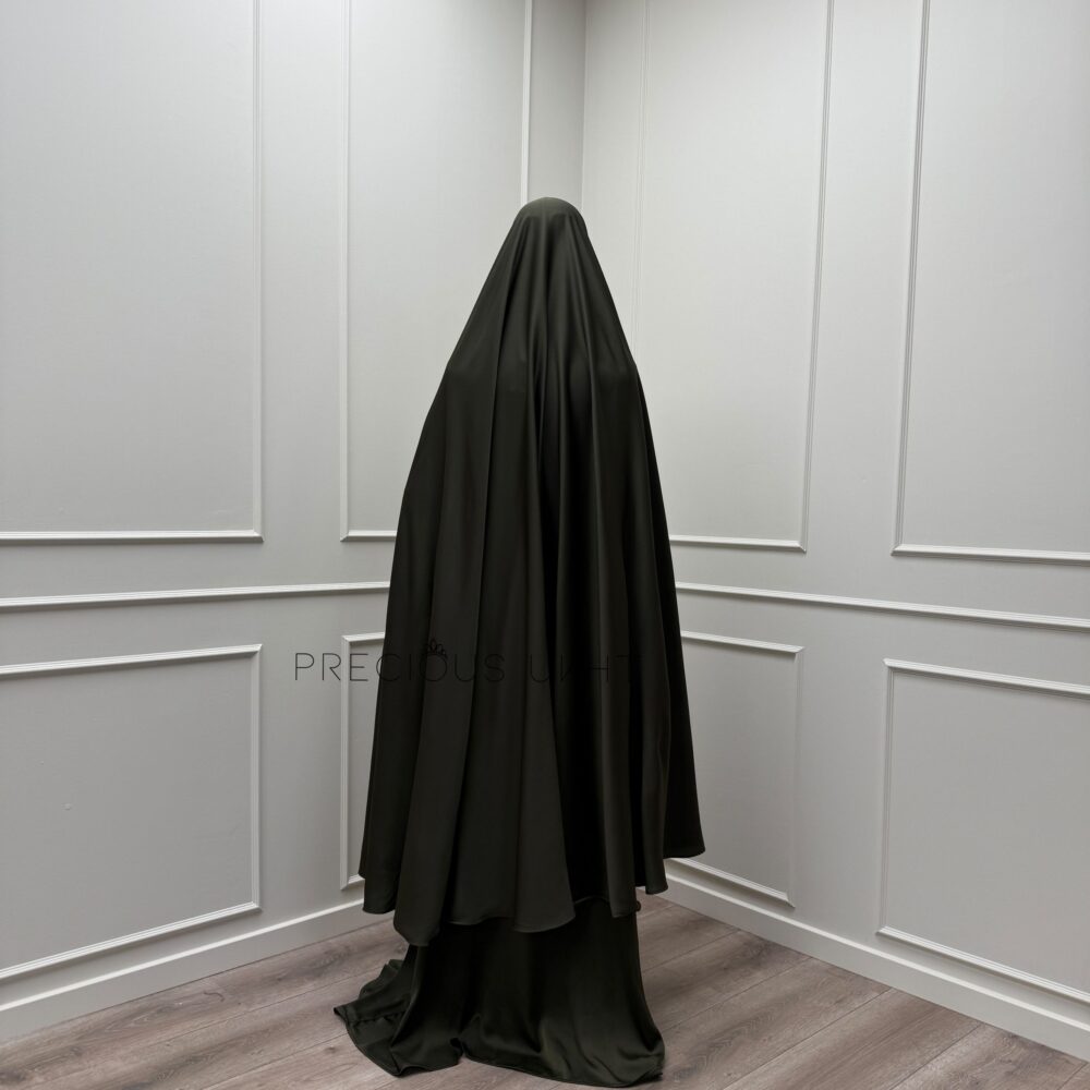 Alternative view of Extra Long Khimaar & Abaya Set 'Olive Drab' (Pearl Collection)