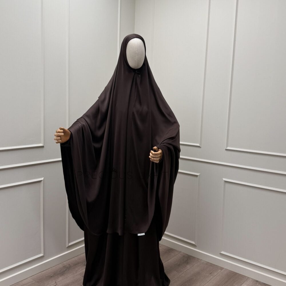 Extra Long Khimaar & Abaya Set 'Espresso Brown' (Pearl Collection)