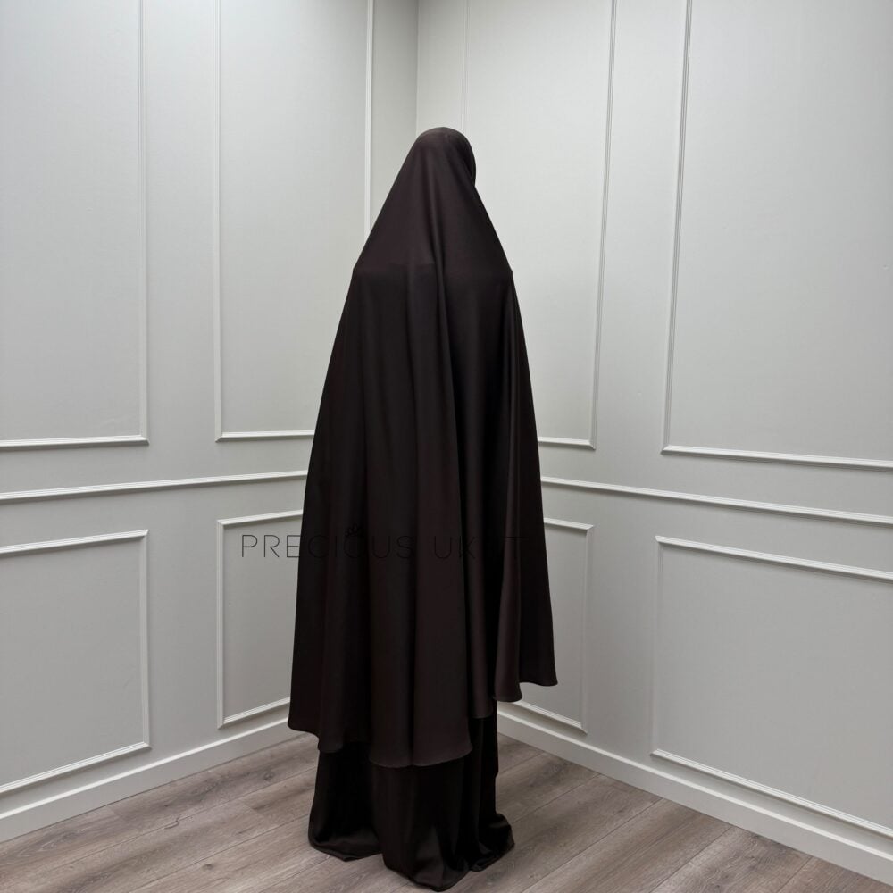 Alternative view of Extra Long Khimaar & Abaya Set 'Espresso Brown' (Pearl Collection)