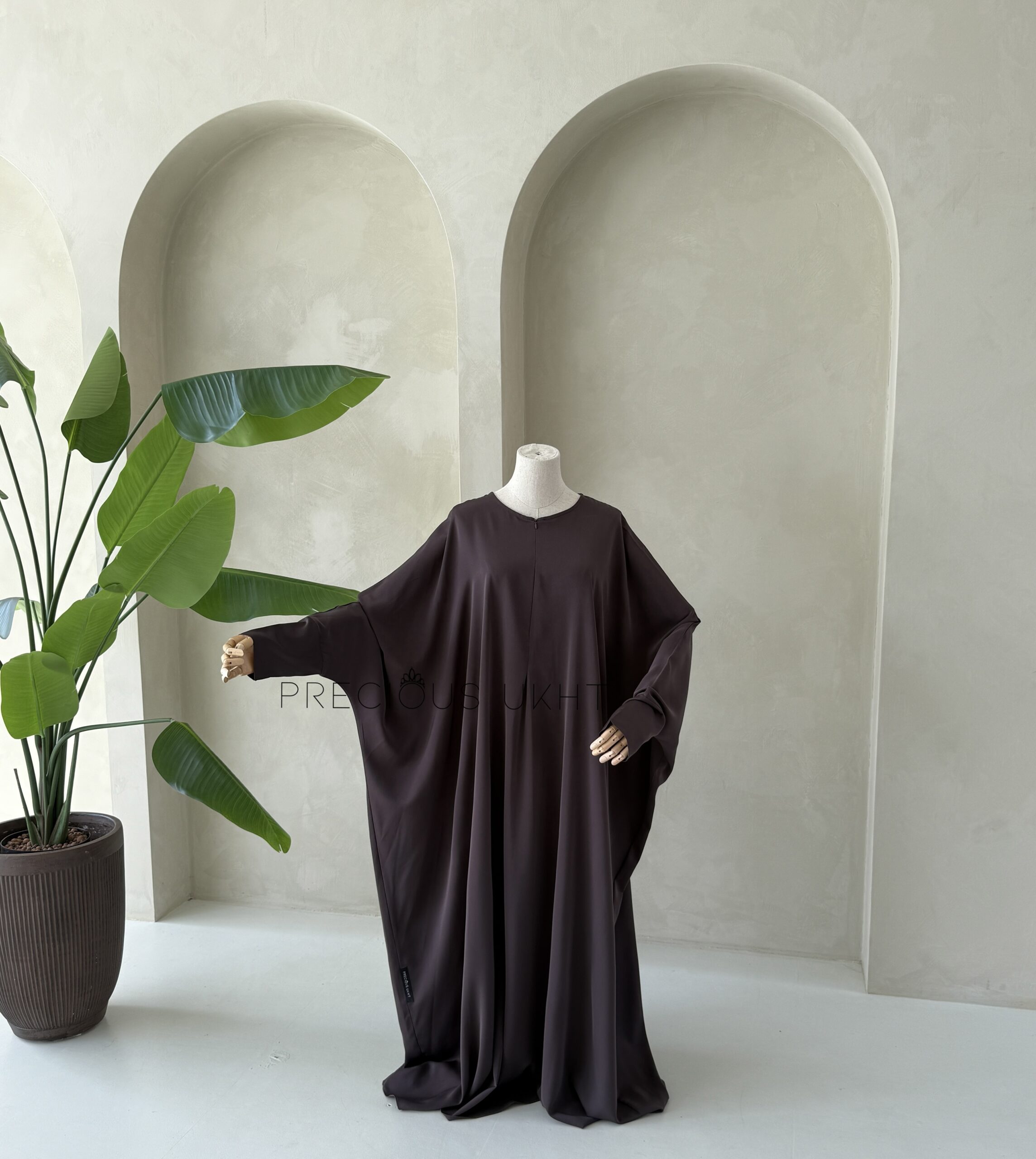Chaymae Extra Long Khimaar & Abaya Set 'Dark Chocolate' - Afbeelding 3