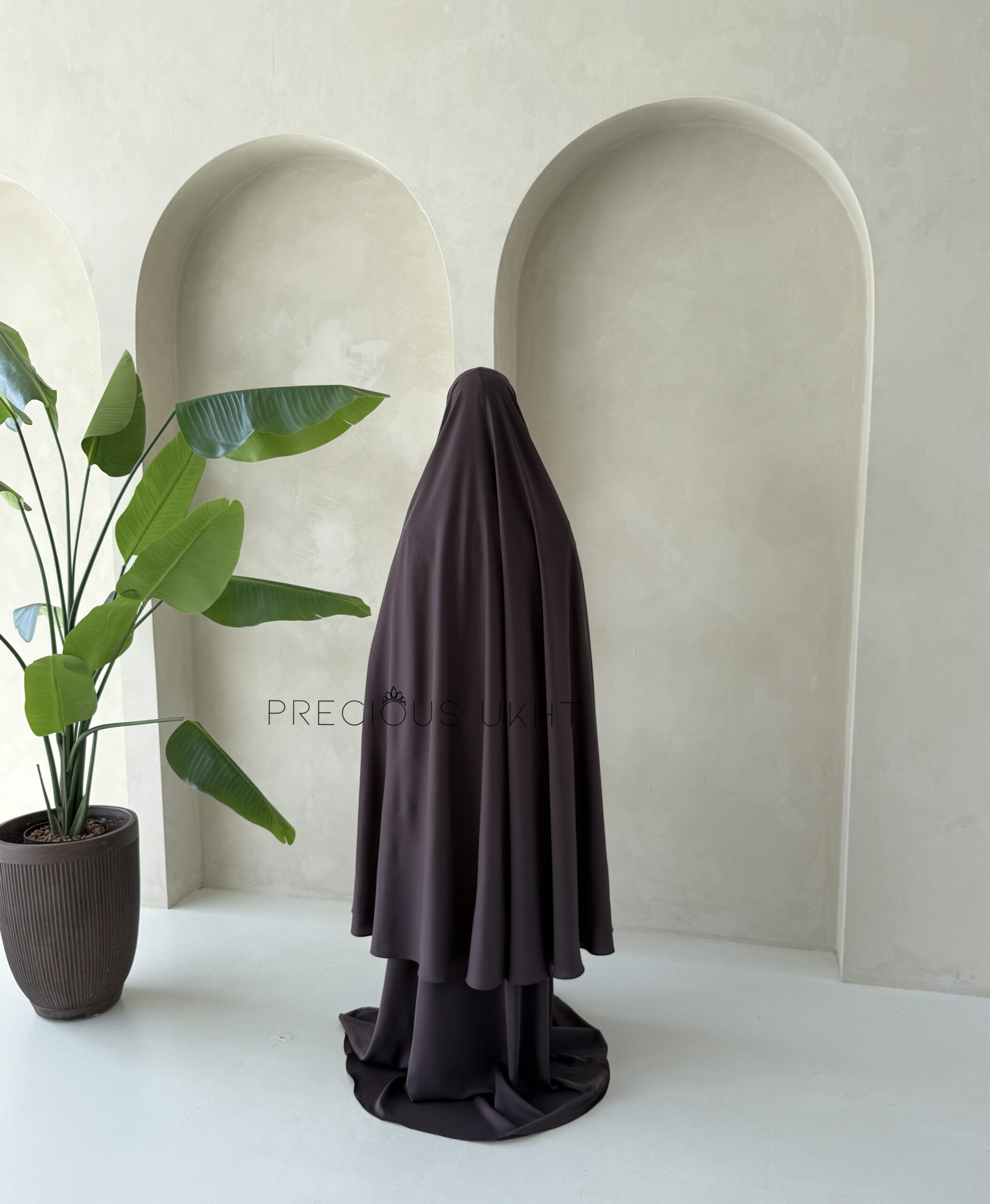 Chaymae Extra Long Khimaar & Abaya Set 'Dark Chocolate' - Afbeelding 2