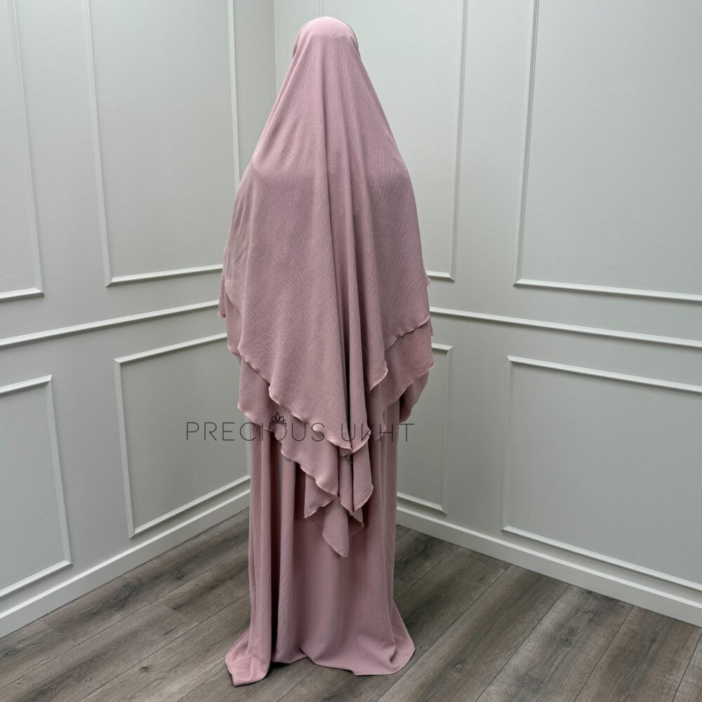 Alternative view of 2 Laags Stretch Khimaar & Pofmouw Abaya ‘Soft Rose’ (Jazz Fabric)