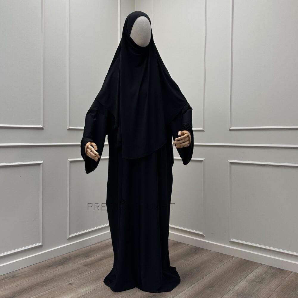 Premium Jersey Extra Short Khimaar & Abaya 'Black'