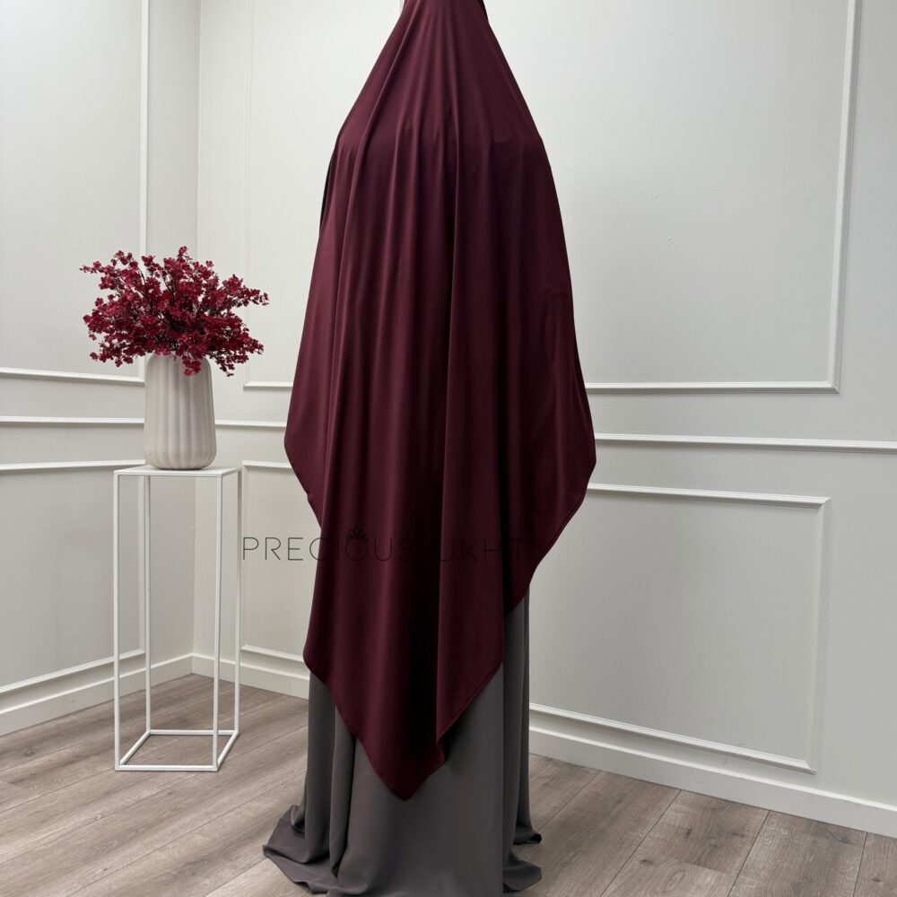 Alternative view of Amira Khimaar Long ‘Plum’ (Premium Jersey)